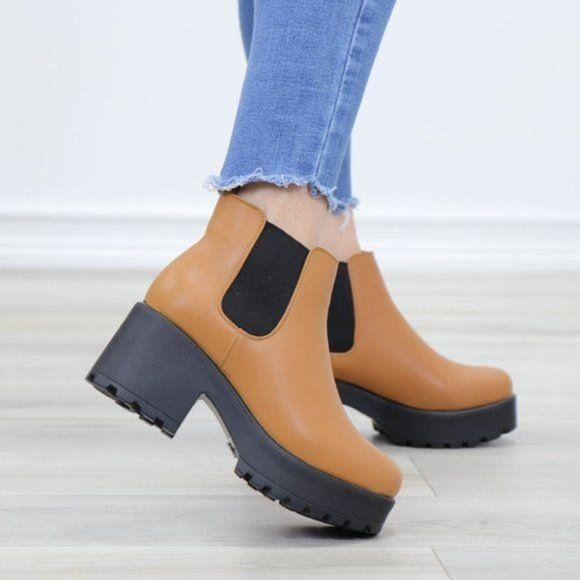 Chunky 90s Grunge Heel lug Platform booties - Picture 7 of 12